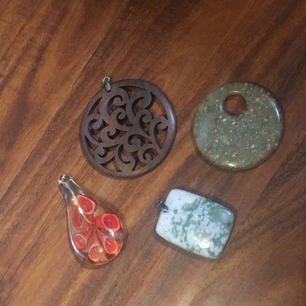 Set of Four Boho Necklace Pendants
